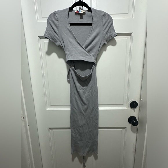 Free People Gray Ribbed Cut Out Dress Size Small - Picture 1 of 2